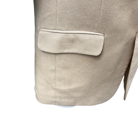 Lands End Blazer 40L Beige Silk Wool Blend Two Button Neutral Preppy Academia - Picture 7 of 16
